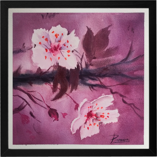 Acuarela Pequeña Cerezo