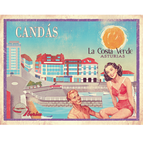 Cartel Aluminio 20x15 Candás Retro