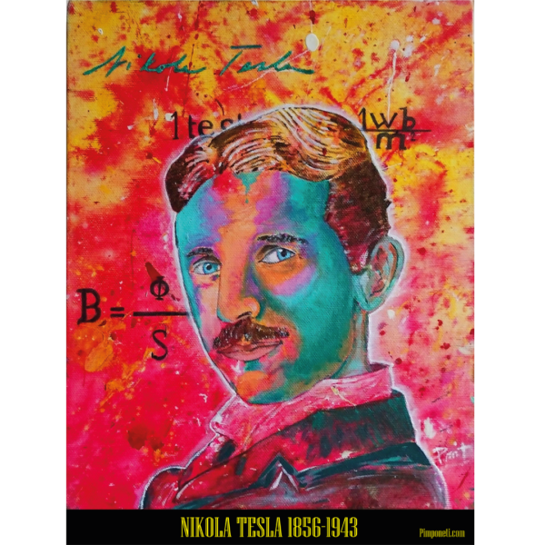 Cartel Aluminio 20x15 Nikola Tesla Acrílico