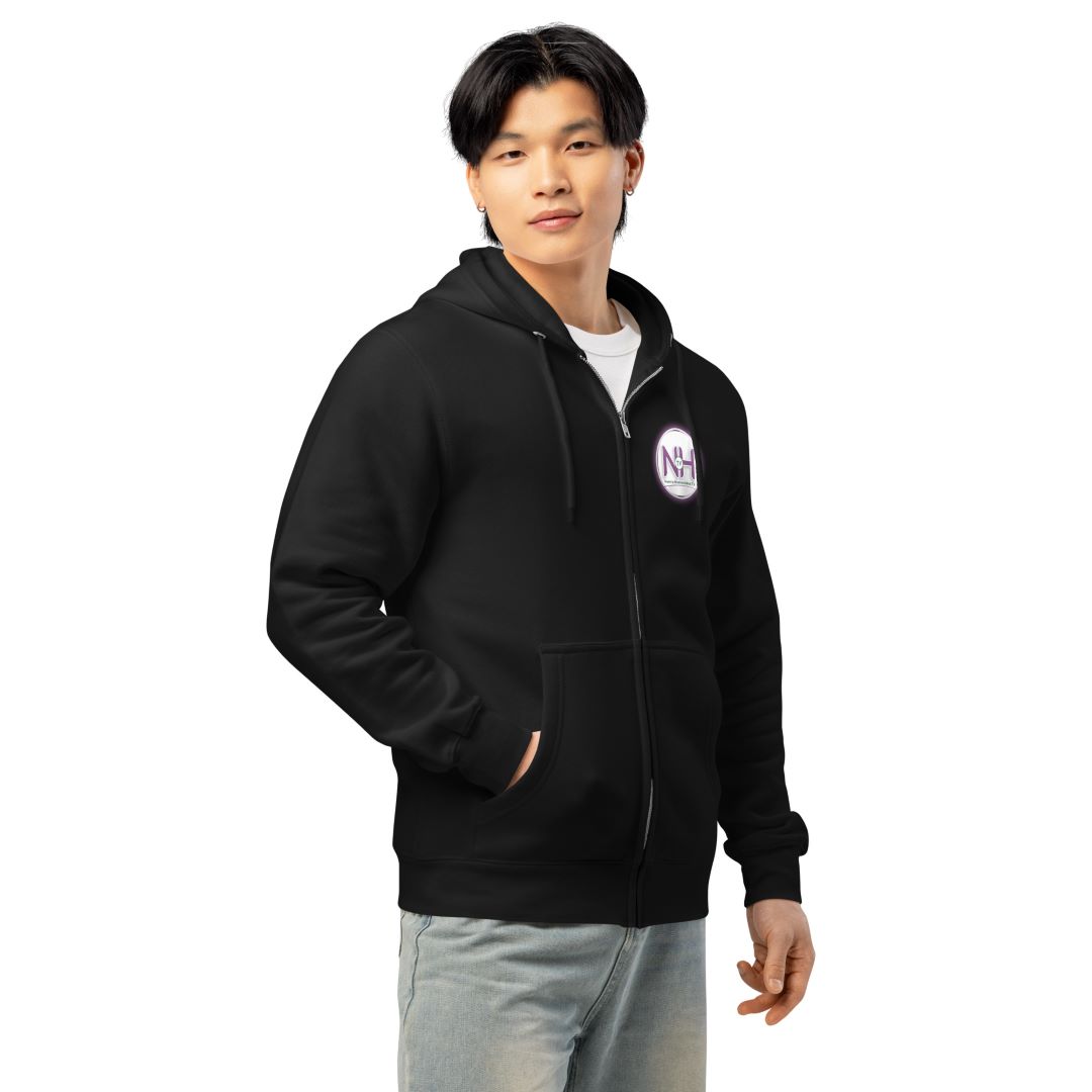 Sudadera Unisex Cremallera Nueva Humanidad TV – Blanco y Negro - Imagen 7