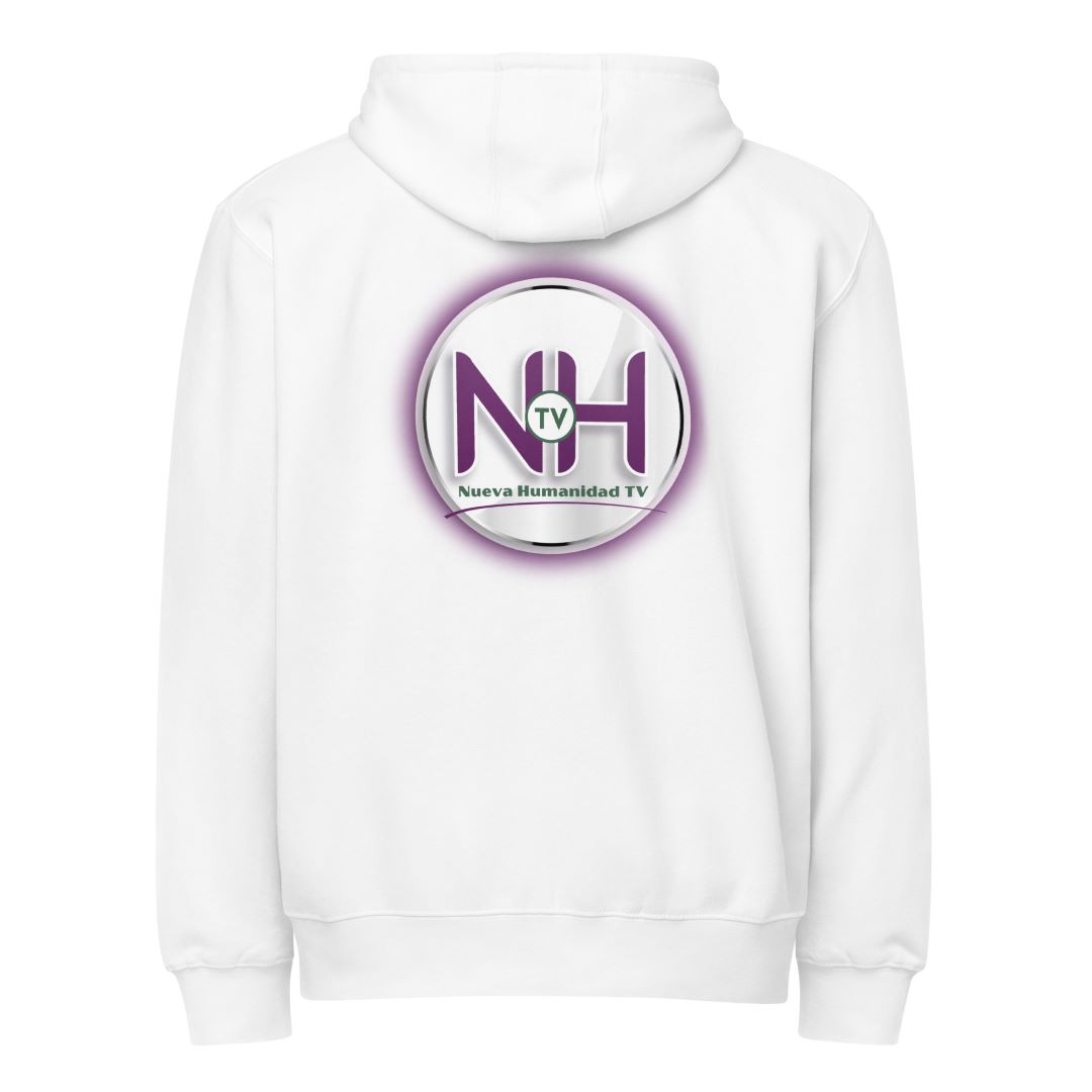 Sudadera Unisex Cremallera Nueva Humanidad TV – Blanco y Negro - Imagen 2